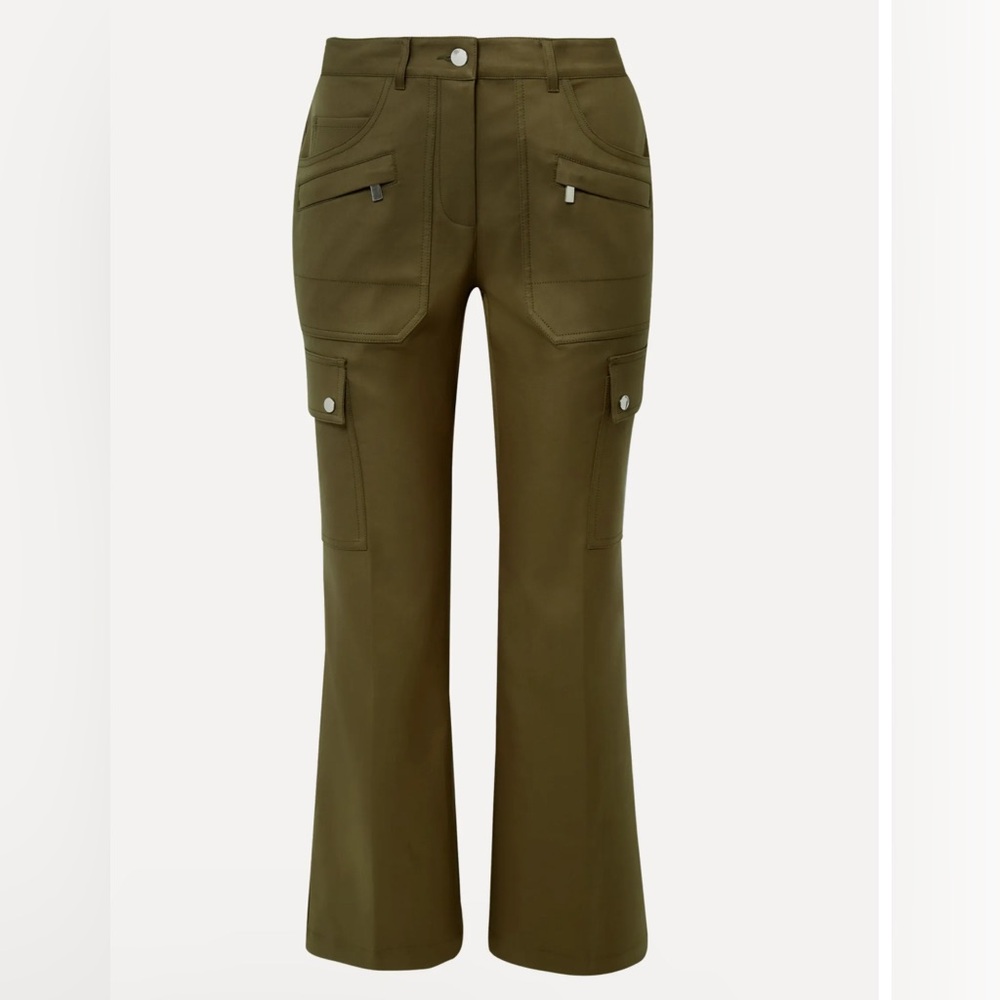 Michael Kors Collection Green Flare Pants with Utility Style